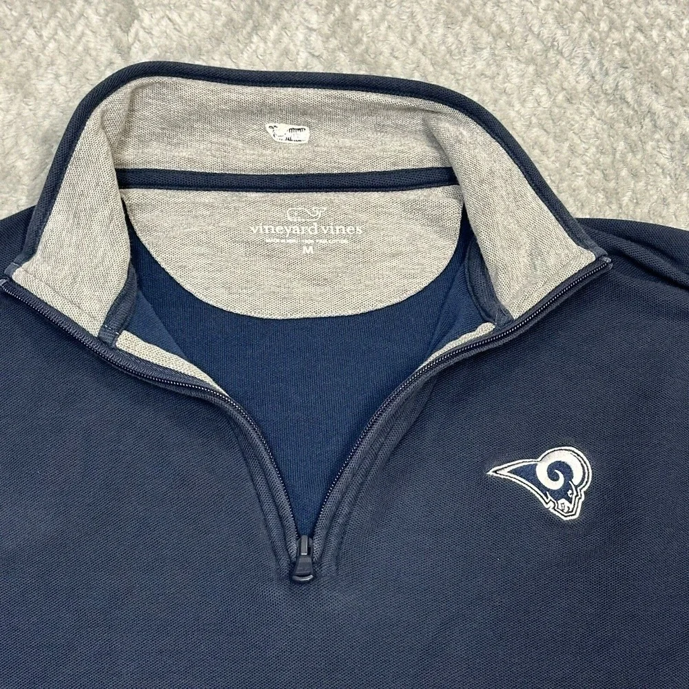 Los Angeles Rams Sweater Mens Large‎ Gray Vineyard Vines 1/4 Zip Pullover Pima